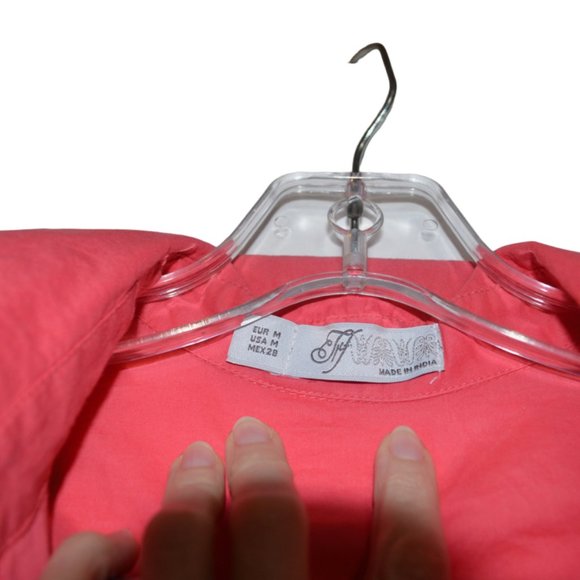 (J)Unnamed Made in India Cotton Coral Button-Down Shirt Women M - Picture 2 of 6